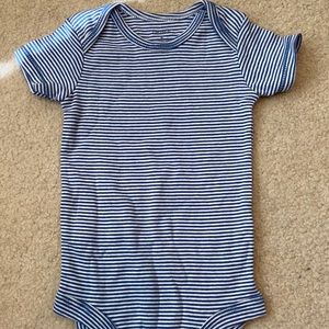 Blue and white striped onesie